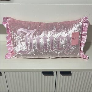 JUICY COUTURE CRUSHED VELVET PINK PILLOW